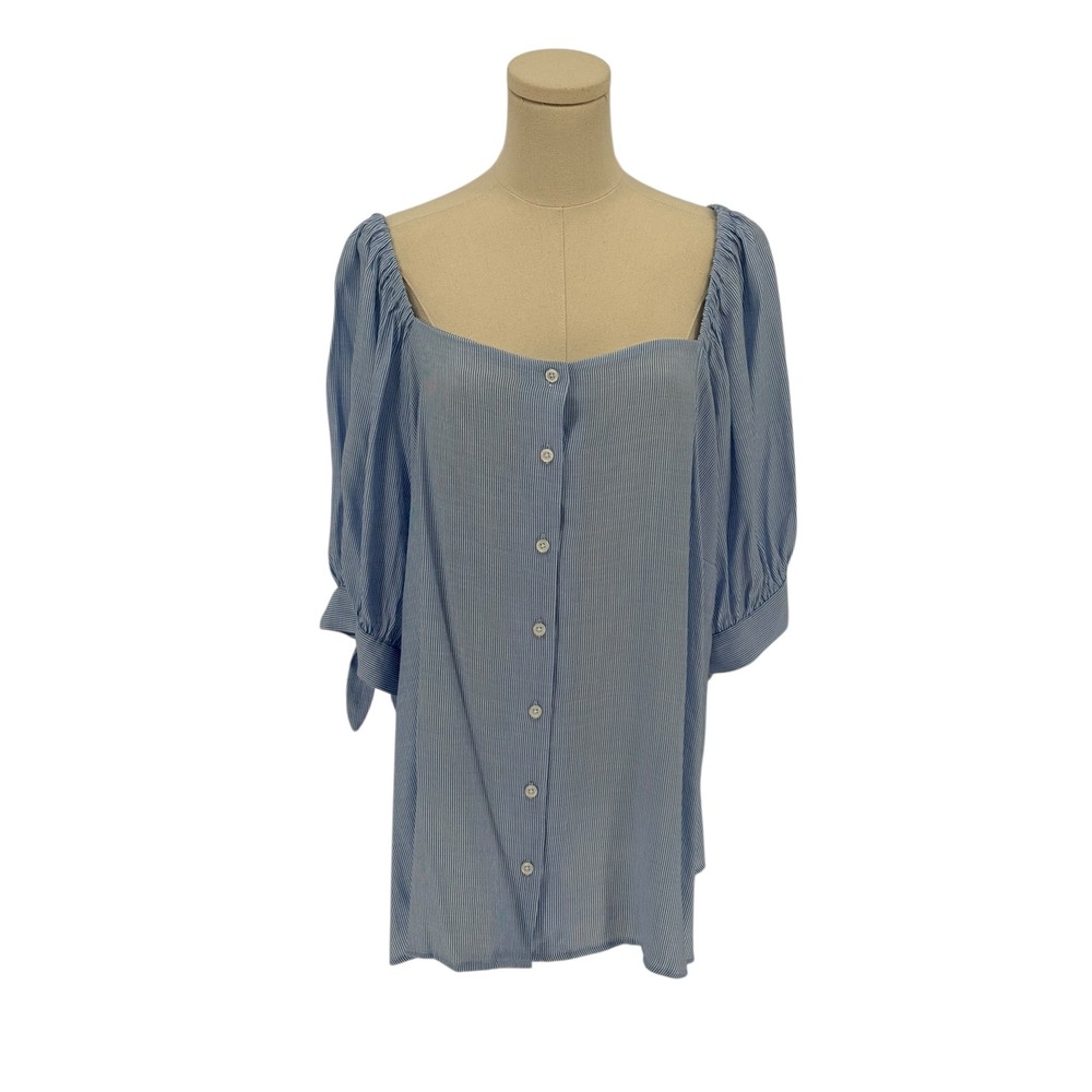 LC Lauren Conrad Women's Plus 2X Blue Striped Top